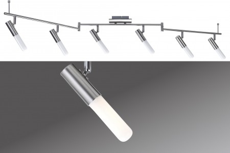 Spotlights Phorus Balken 6x10W E14 R�hrenlp. Nickel geb�rstet/Opal 230V Metall
