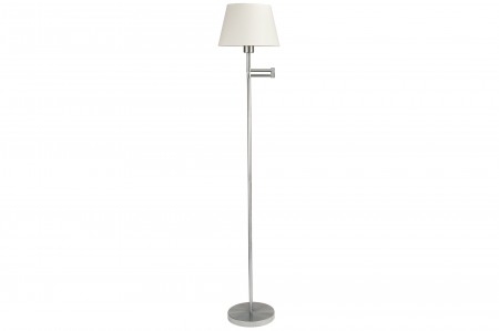Living Helena Stehleuchte max.1x60W E27 Nickel satiniert/Wei� 230V Metall/Stoff