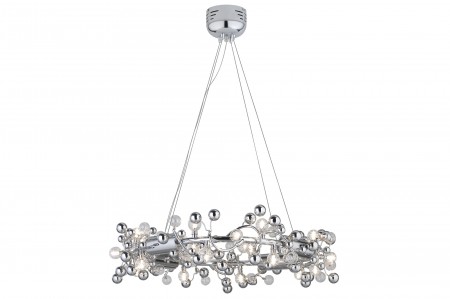 Living Sfera Pendell. 20x10W G4 Chrom transparent 230V/12V Metall/Glas