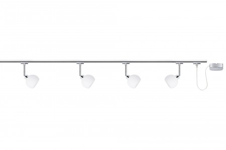 Paulmann URail System Set Wolbi 4x9W GZ10 Chrom /Opal 230V Metall/Glas