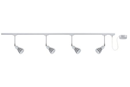 URail System Set Titurel 4x40W G9 Chrom Opal/Schwarz 230V Metall/Glas