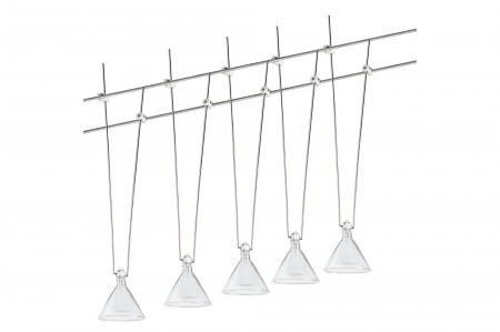 Wire System Trinidad 105 5x20W G4 Chrom/Transp/Satin 230/12V 105VA Metall/Glas