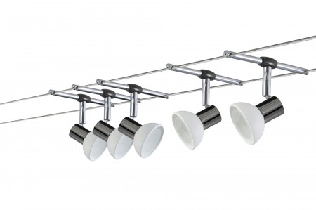 Wire System Sheela 105 5x20W GU5,3 Schwarzchrom/Opal 230/12V 105VA Met/Glas