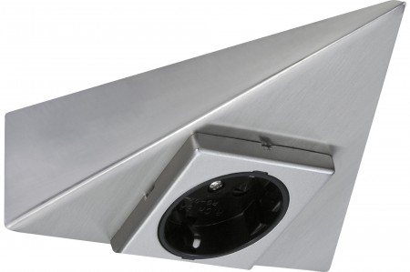 M�bel Aufbausteckdose 3-eckig Eisen geb�rstet/Metall