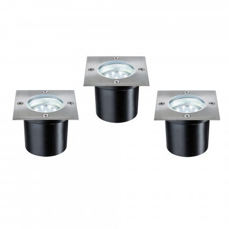 Profi EBL Set Boden eckig LED 3x1,2W 6VA 230/12V 100mm Edelstahl/Metall
