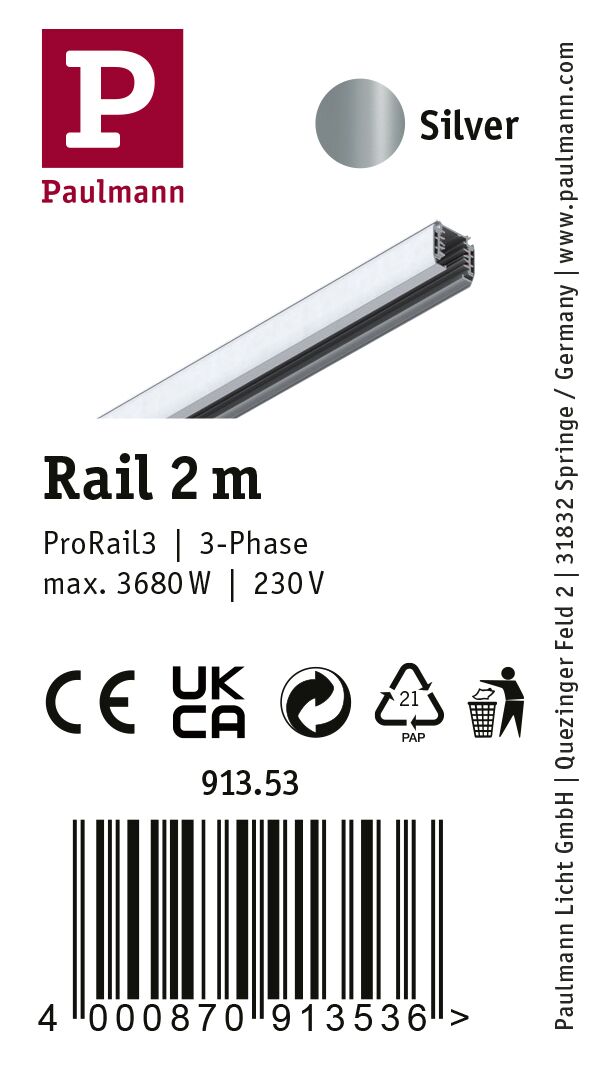 Paulmann ProRail3 LED Schienenspot 18,5W 4000K - 2000lm Für Gewerbliche Beleuchtung