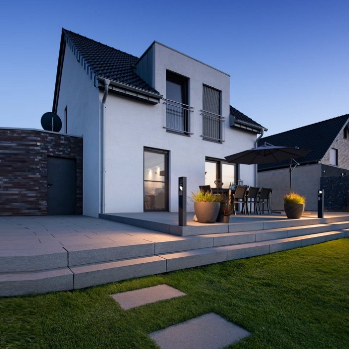 Beliebte Outdoor Leuchte mit rechteckigen Aluminium Rahmen im eleganten Design