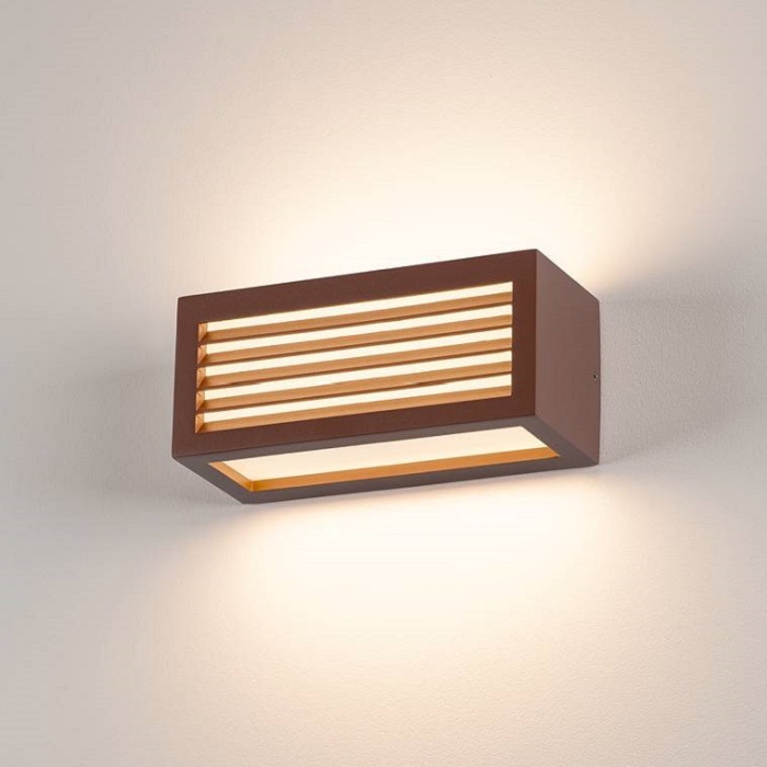 Wandleuchte eckig rostfarben & rostoptik von Slv Lampen