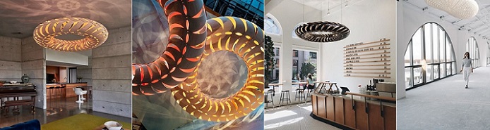 Maru Leuchten ist das kaleidoskopische Lichtmuster - David Trubridge.