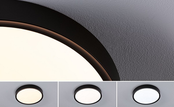 LED-Deckenlampe aus der Selection Barthroom mit White Switch Paulmann Deckenleuchte Tega in Schwarz und mit IP44 spritzwassergeschützt für das Bad geeignet