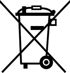 Symbol: durchgestrichene M�lltonne - Batterien nicht im Hausm�ll entsorgen
