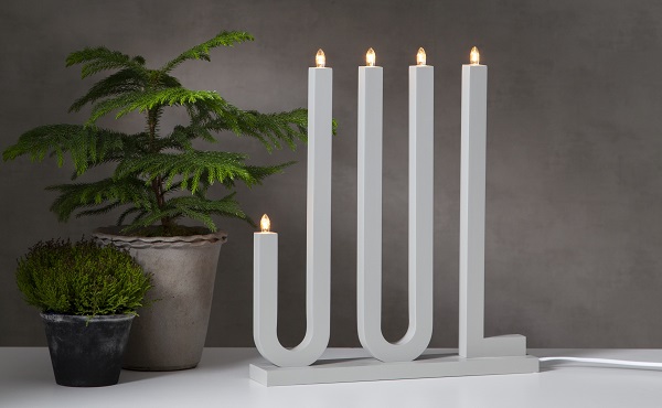 Weihnachtsbeleuchtung für das Fenster und ein gemütliches Zuhause Star Trading Weihnachtsleuchter Jul in Grau, Weiß & weihnachtlichem Rot erhältlich