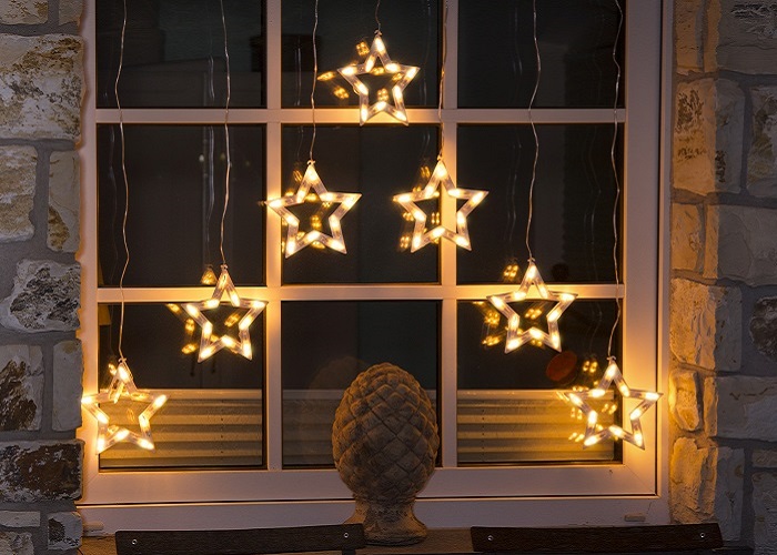 7-flammige Sternen LED-Lichterkette von Konstsmide f�r Fenster im Au�enbereich