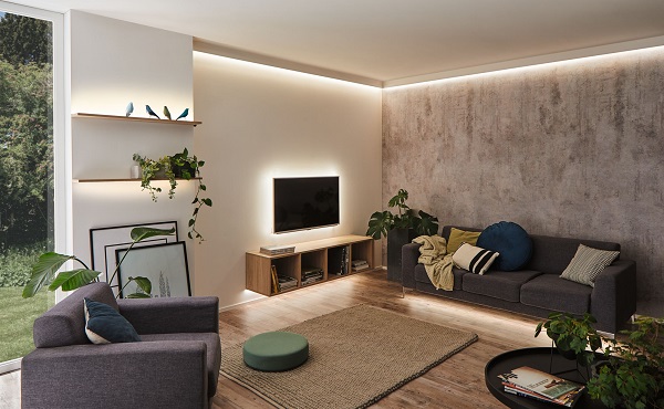 Moderne MaxLED Leuchtstreifen 250 Basis-Set unbeschichtet in warmweiß Selbstklebende LED Strips im Komplettset mit Stecker-Trafo