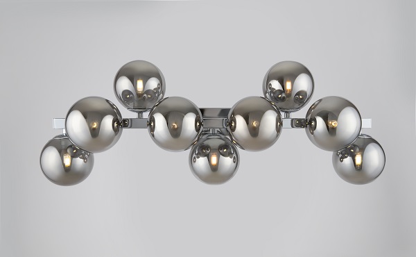 Wandleuchte im trendy Rauchglas Look mit edlem Chrom Wandbeleuchtung aus Glas vom Markenhersteller Maytoni Leuchten