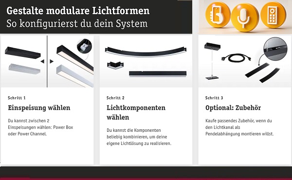 Einspeisemodul f�r Linion Lichtkanalsystem mit flie�ende Lichtlinien durch modulare Komponenten