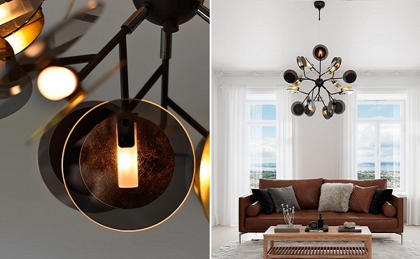 dekorative Pendelleuchten für Wohnzimmer & Esszimmer By Rydéns Trend Wohnraumleuchte für den Innenbereich Schwarz Gold