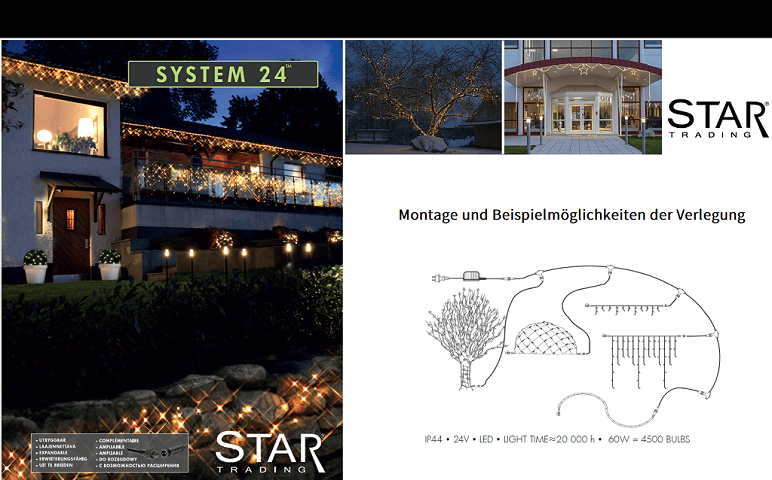 System 24 Katalog mit Lichterketten Vorh�ngen Icicle und Lichtschl�uchen
