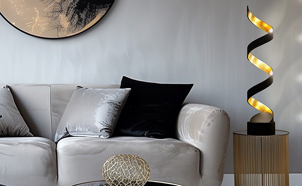 moderne Trendbeleuchtung für drinnen und draußen mit Touch Dimmer Luce Ambiente Design LED Helix PT10 NER Stehleuchte 1-flammigo