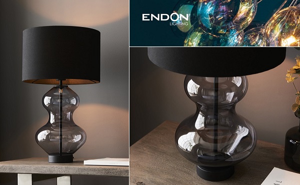Stilvolle Tischlampe Kelda von Endon Lighting in geschwungener Form