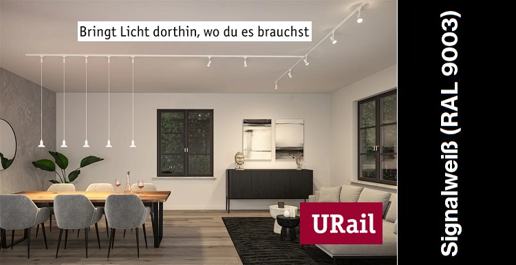 Bild zeigt: Das neue Paulmann URail in Signalwei� (RAL 9003) Schienensystem