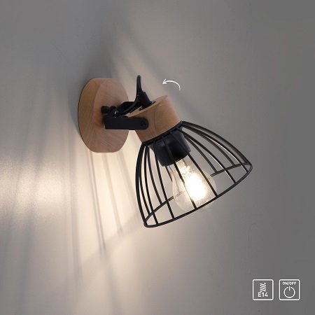 Deckenleuchte Holz im Leuchten Lampen Wand- Leuchten kaufen 1-flammig online Direkt --> Schwarz LAMI und & 11416-18