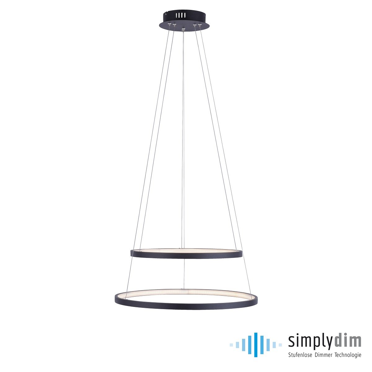 JUST LIGHT 11525-13 LED Pendelleuchte Circle 2 Ringe 50cm 3000K SimplyDim Anthrazit