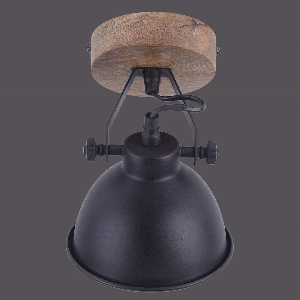 LeuchtenDirekt SAMIA Deckenleuchte - Industriell Schwarz, Eisen, 40 Cm Durchmesser, Mit E27 Fassung