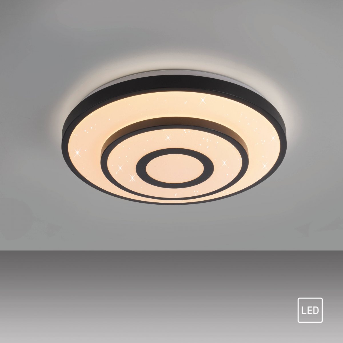 JUST LIGHT 15454-18 TURANUS Deckenleuchte schwarz rund Sternenhimmel