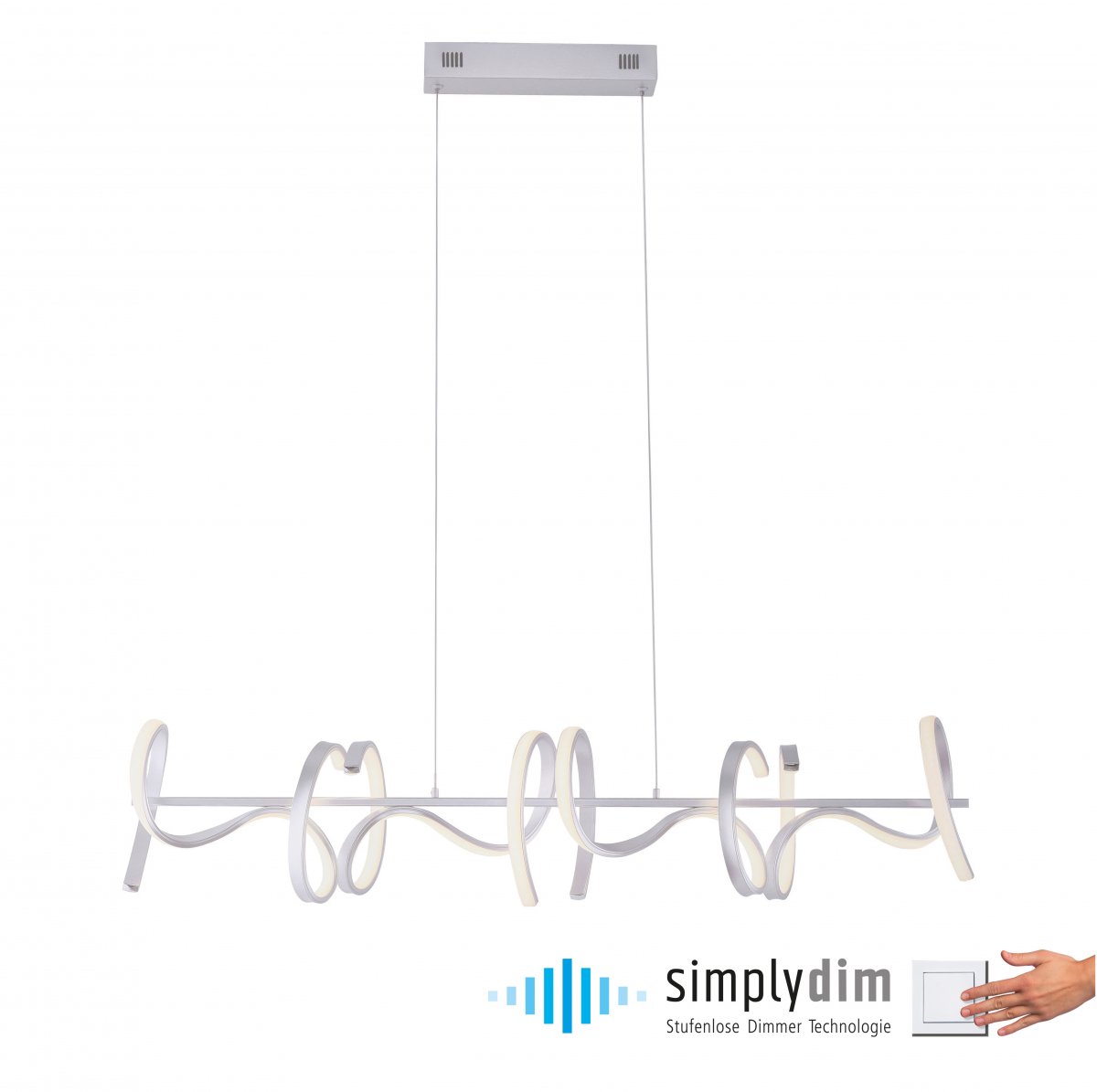 JUST LIGHT 19033-21 LED Pendelleuchte CURLS silberfarben 3000K Simply Dim
