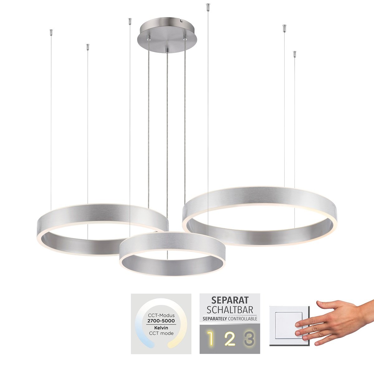 Paul Neuhaus 2507-55 Sculli LED Pendelleuchte 110cm stahl CCT Sensorsteuerung