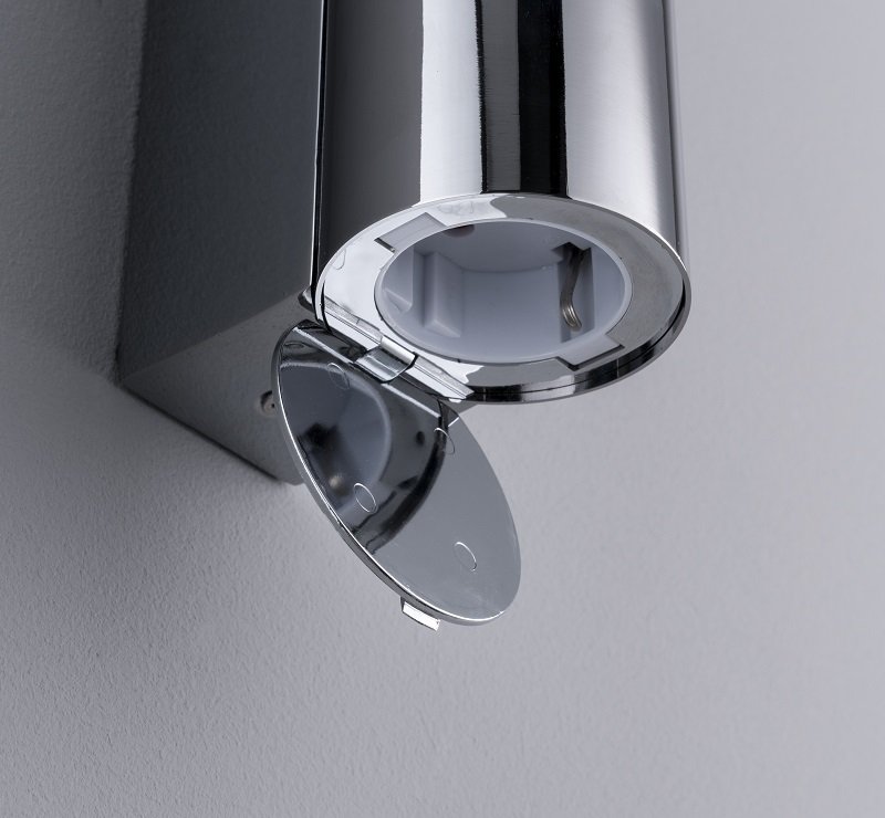 Honsel Leuchten No. 30125 LED Wandleuchte Baabe chrom IP44 Steckdose