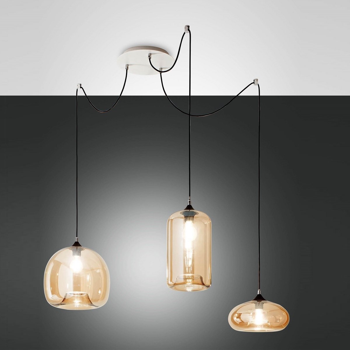 FABAS LUCE No. 3496-47-125 Pendelleuchte Fiona amber E27 3-flammig