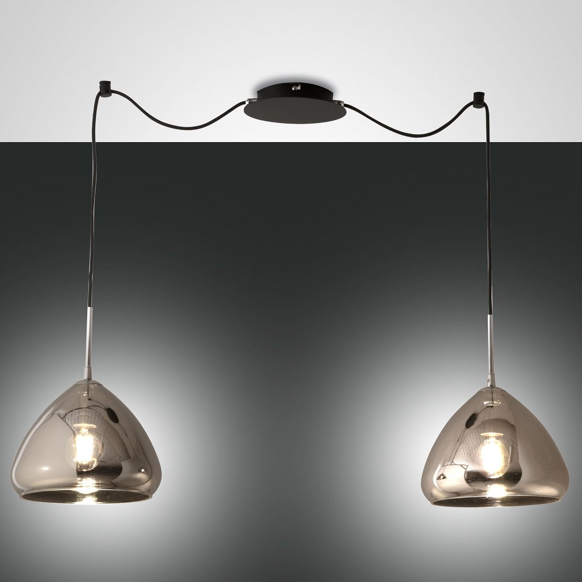Fabas Luce 3667-42-138 Pendelleuchte Glow 2-flammig verchromt schwarz E27