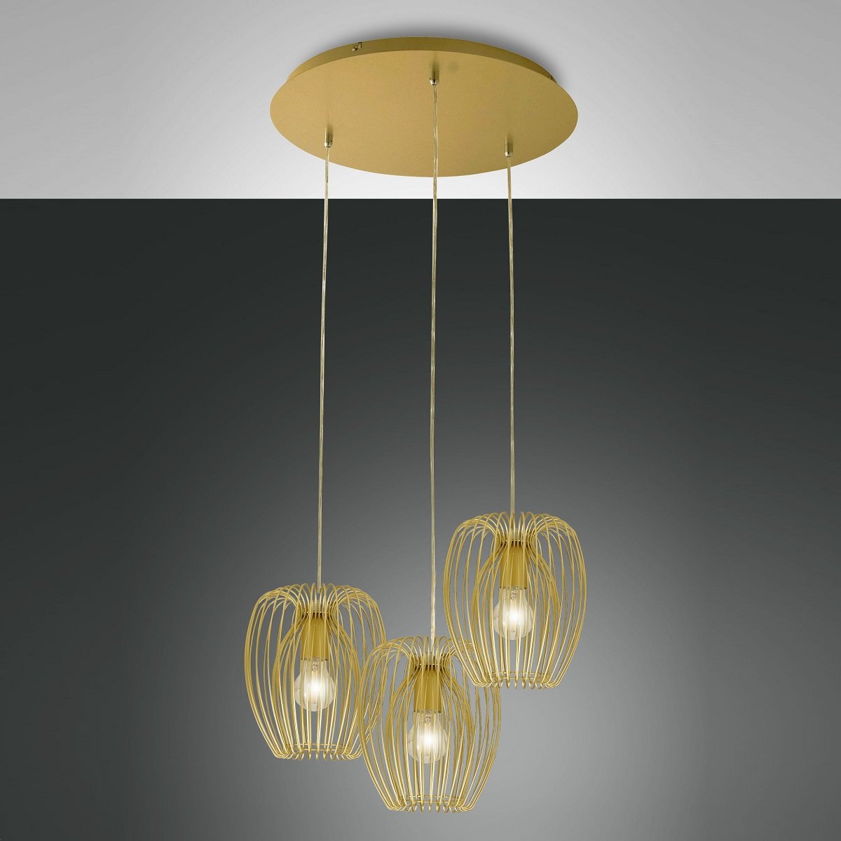 Fabas Luce 3677-47-225 Pendelleuchte Camp 3-flammig gold E27