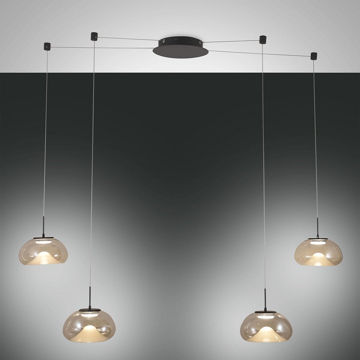 Fabas Luce 3755-49-365 LED Pendelleuchte Brena 4-flammig cognac 3 Step Dim