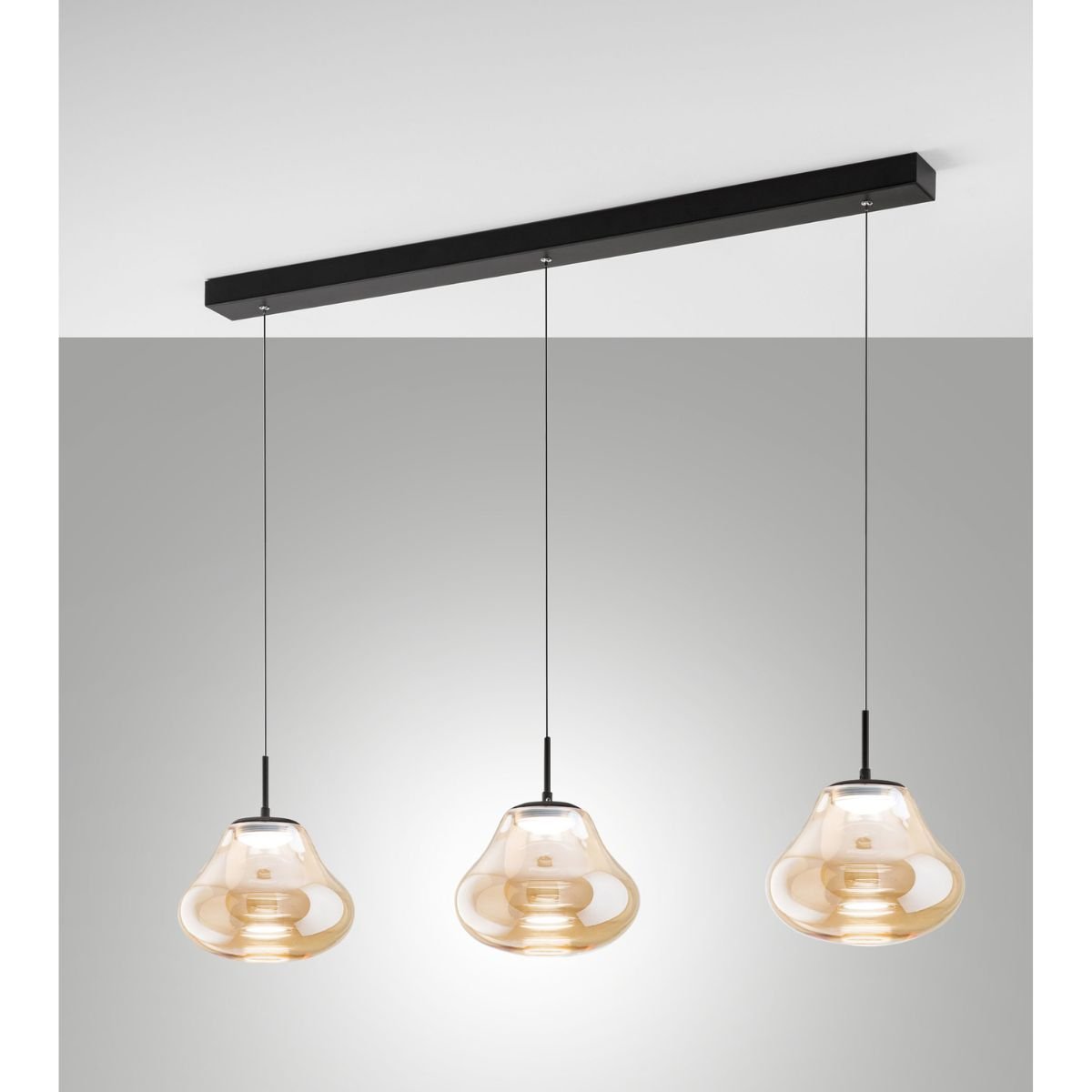 Fabas Luce 3774-48-125 LED Pendelleuchte Deva 3-flammig in Linie Amber dimmbar
