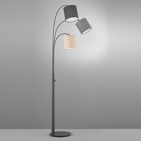 Fischer & Honsel 40360 Standleuchte Shade 3-flammig Schwarz Grau Sand E27  --> Leuchten & Lampen online kaufen im Shop