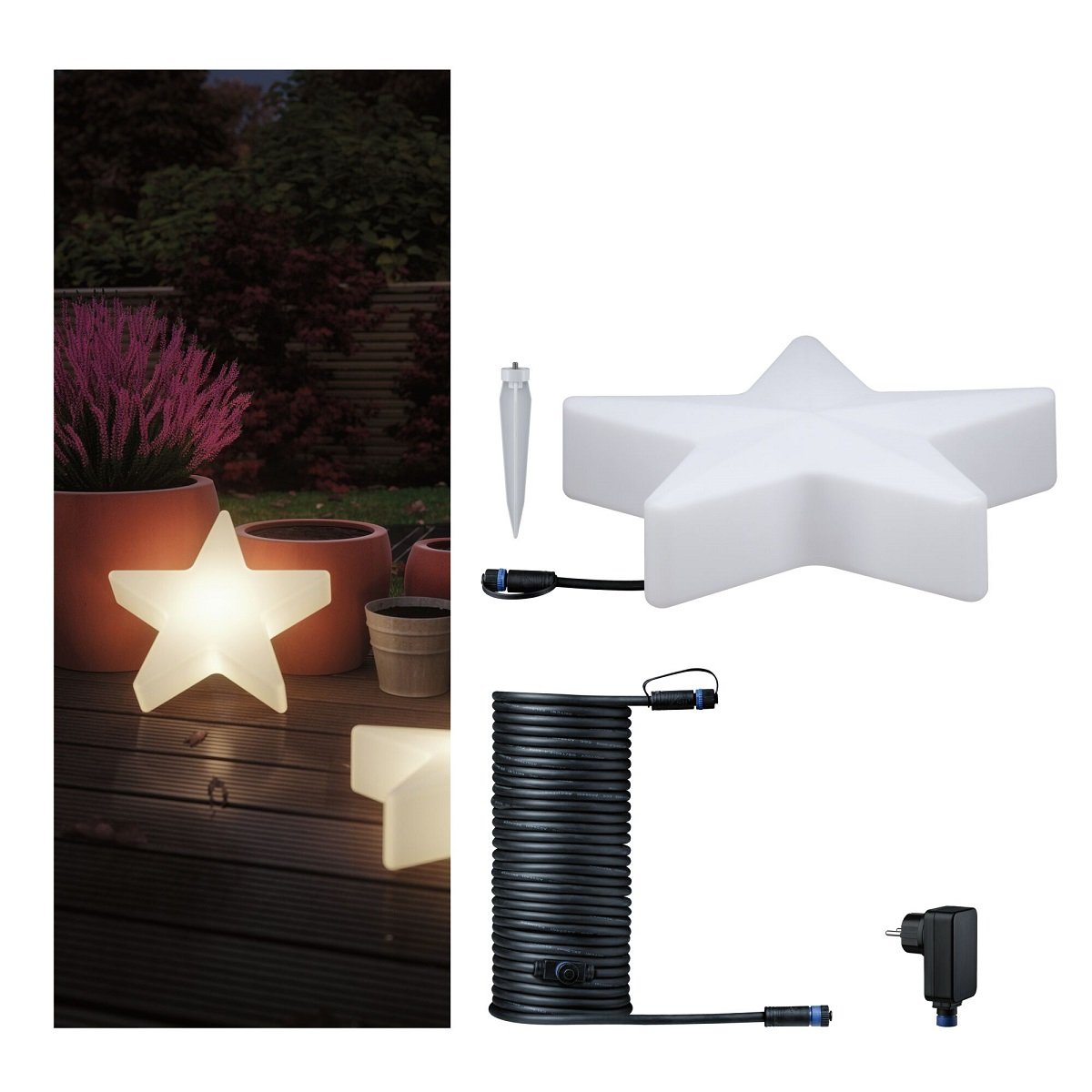 Paulmann 5178 Plug & Shine Bundle LED Lichtobjekt Star mit Kabel 10m und Trafo