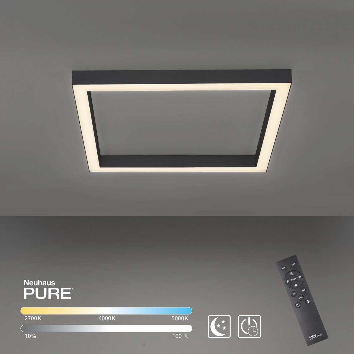 Paul Neuhaus 6022-13 PURE-LINES LED Deckenleuchte graphite CCT