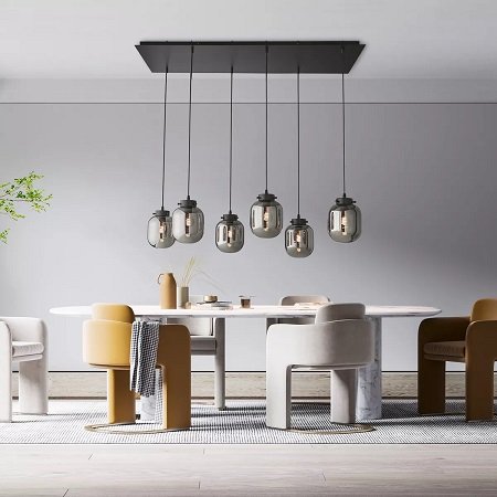 GLOBO LIGHTING Pendelleuchte, Leuchtmittel nicht inklusive, Hängelampe Esszimmerleuchte Pendellampe Glas rauch 3 Flammig H 120 cm GLOBO LIGHTING Pendelleuchte, Leuchtmittel nicht inklusive, Hängelampe Esszimmerleuchte Pendellampe Glas rauch 3 Flammig H 120 cm