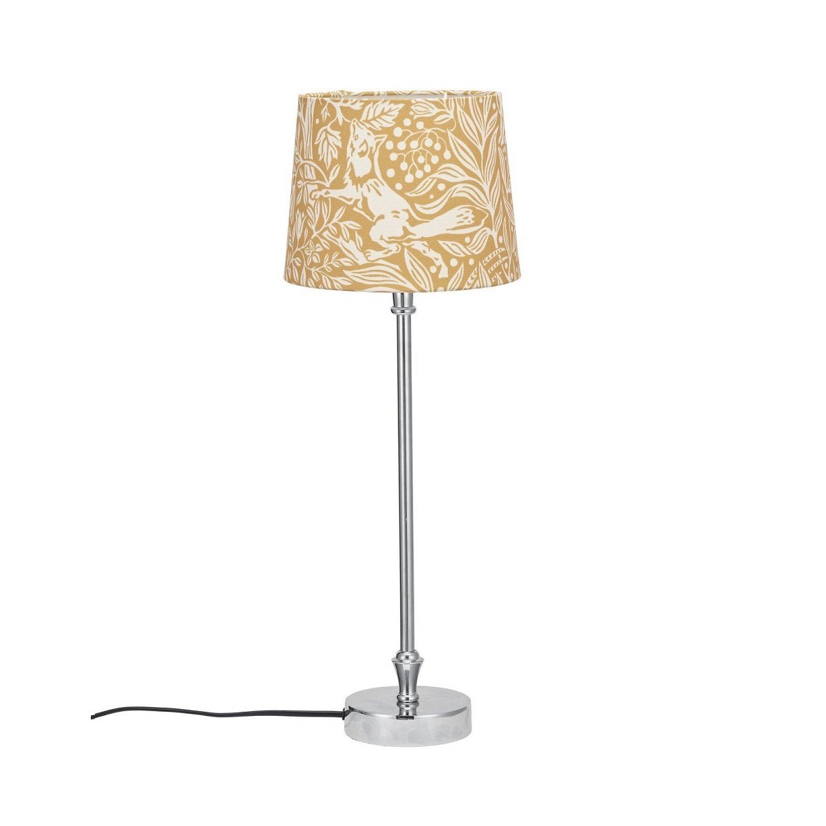 PR Home 71001-2048 Tischleuchte Liam silber Stoffschirm gelb 59cm