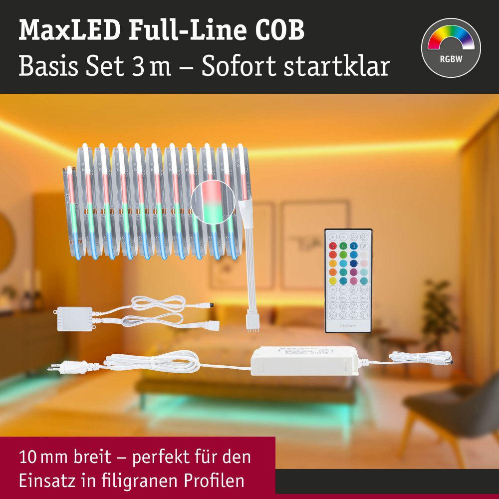 PAULMANN MaxLED 500 LED-strip basisset Full-Line COB daglichtwit 150 cm zilver gecoat kopen