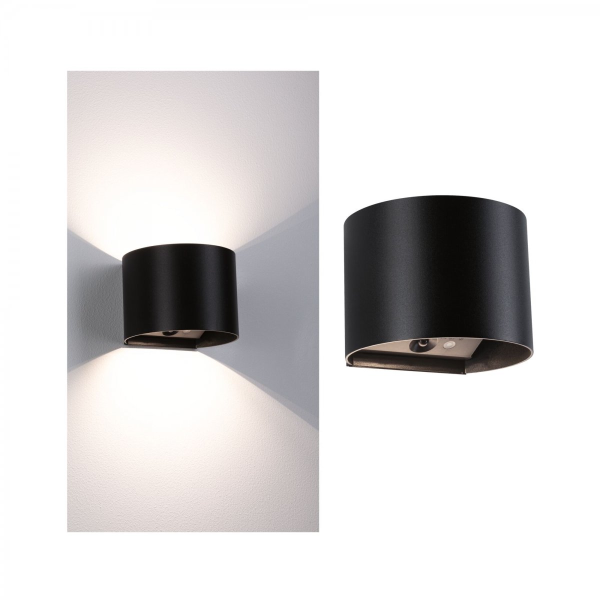 Paulmann 71284 LED Akku Wandleuchte Nyora rund IP44 3000K schwarz Bewegungsmelder