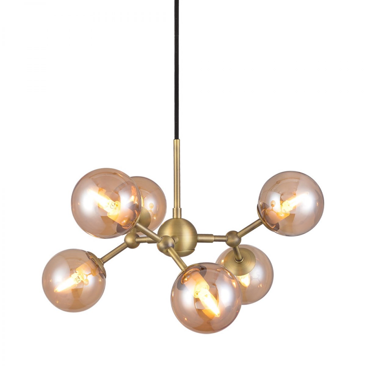 Halo Design No. 736560 LED Pendelleuchte ATOM by E. Patton Amber Messing 45cm