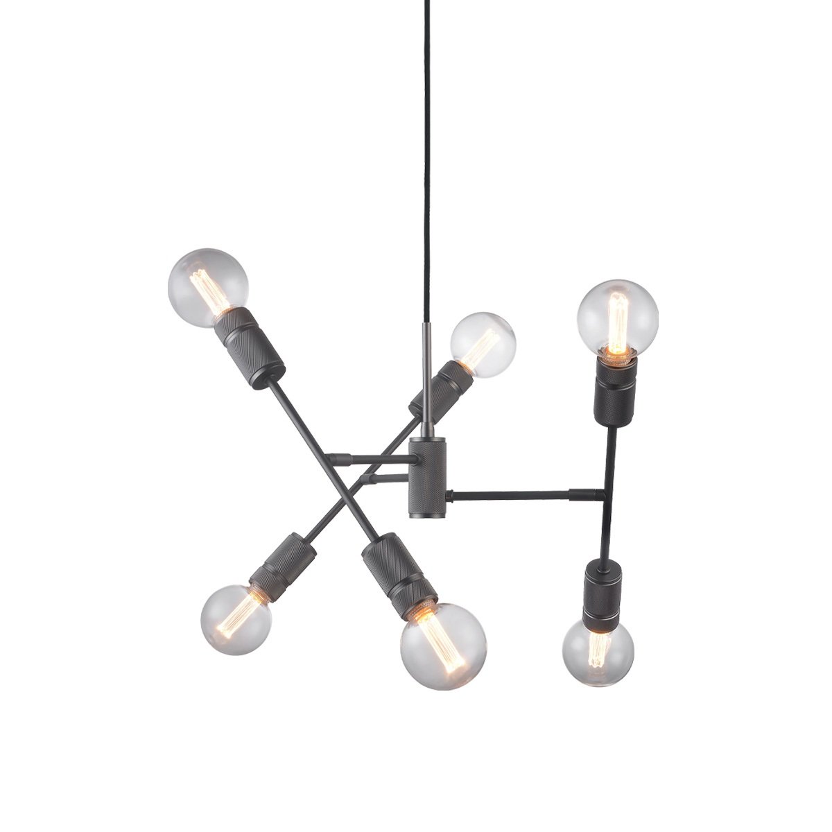 Halo Design 737079 Pendelleuchte Halo 6 lite mini 6-flammig gun-black 53cm