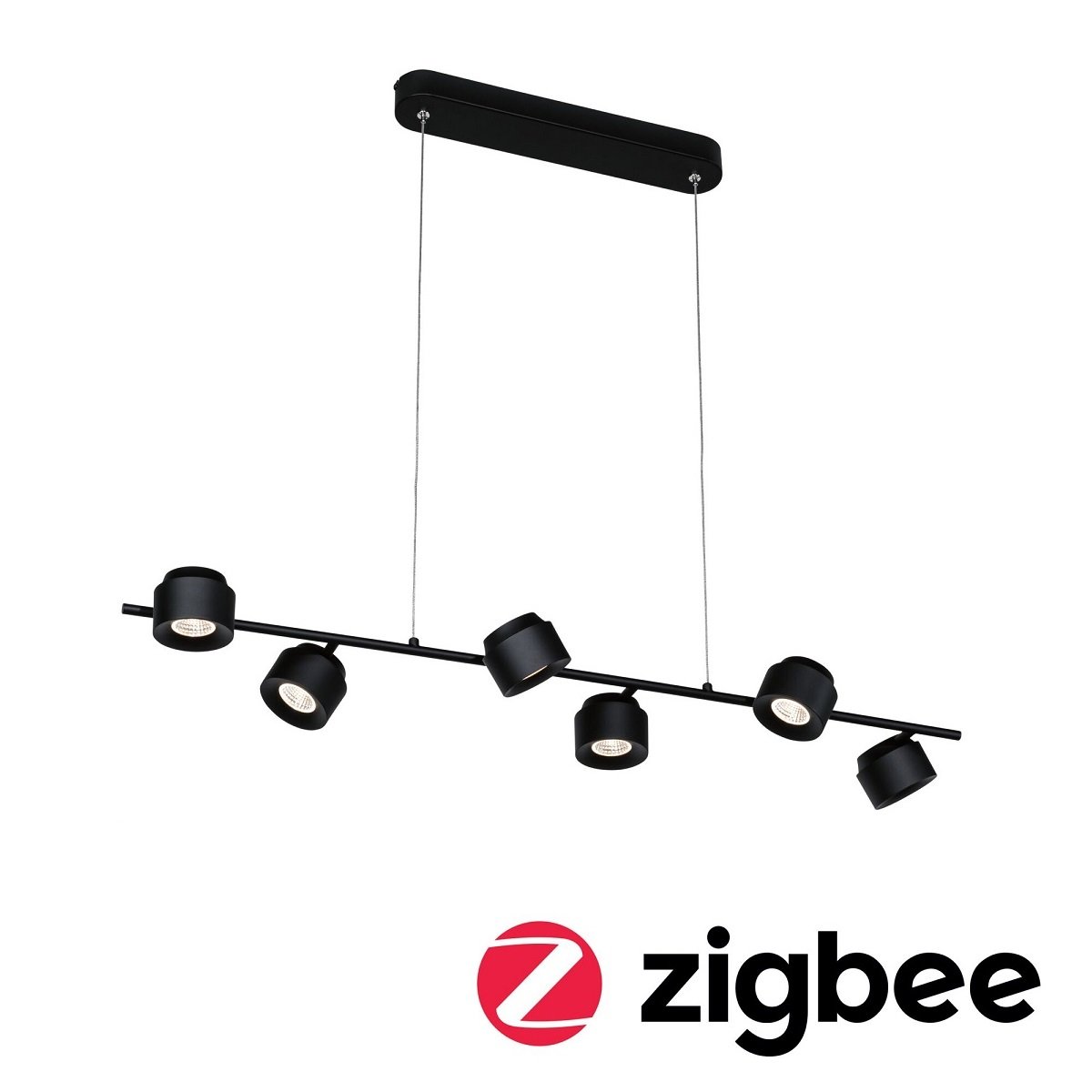 Paulmann 79784 LED Pendelleuchte Smart Home Zigbee Puric Pane 6-flammig schwarz