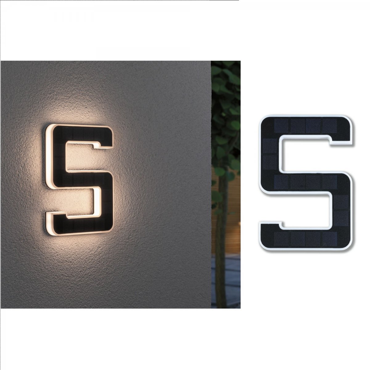 Paulmann No. 79846 Outdoor Solar Hausnummern 5 IP44 3000K Akku wechselbar