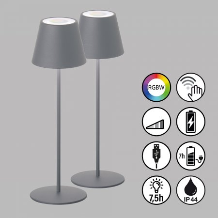 FHL easy 850342 LED Lampen RGBW 2er Cosenza sandgrau Tischleuchte Set online Leuchten Akku & kaufen IP44 im --> Shop
