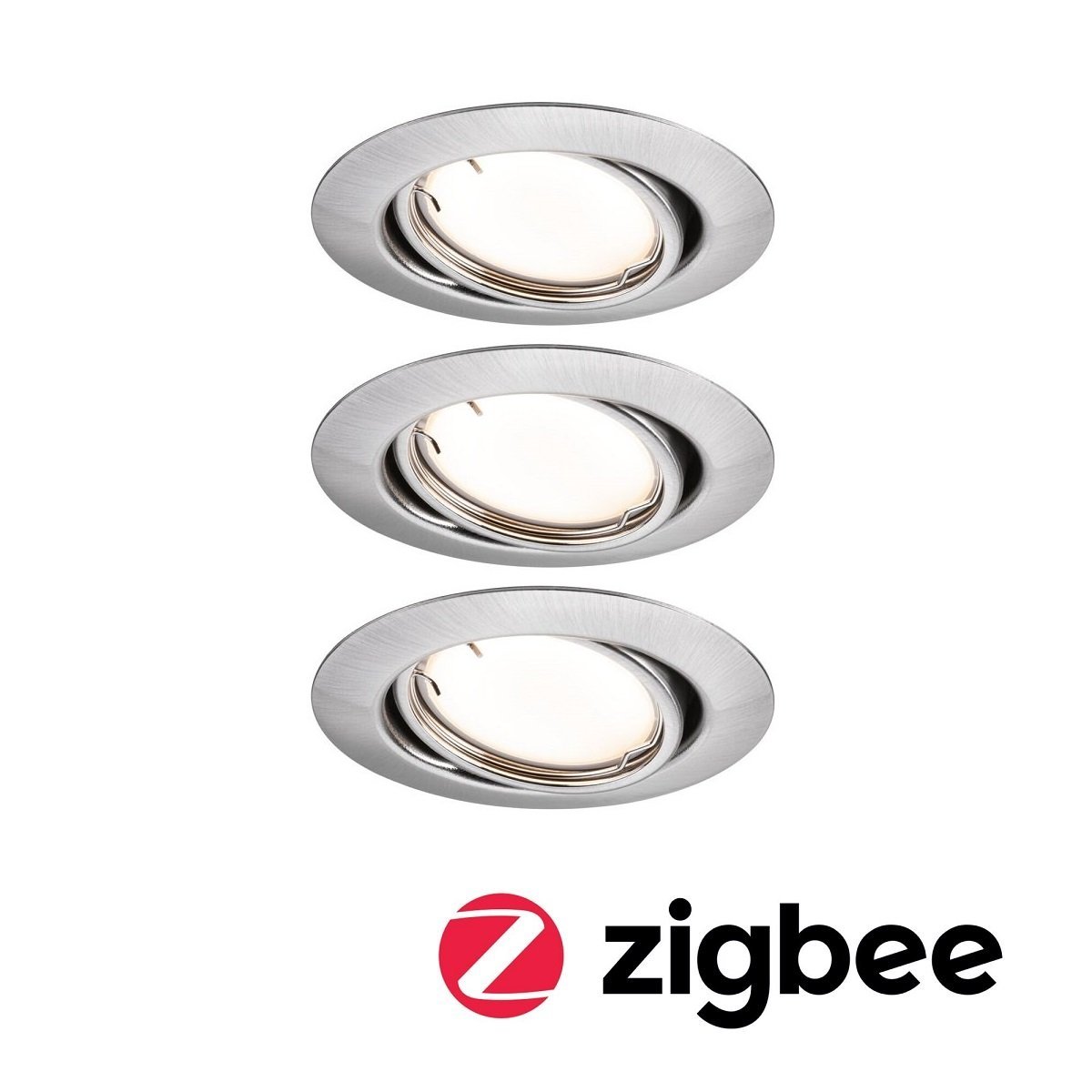 Paulmann 92464 Zigbee LED Einbauleuchte Base Coin Basisset Eisen gebürstet 3000K